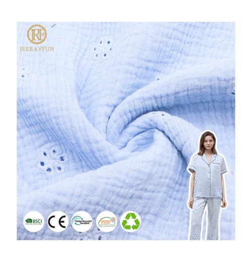 Custom Embroidery 100% cotton fabric Solid Color 120gsm Woven Eyelet Dyed Embroidered Muslin fabric Custom Embroidery 100% cotton fabric Solid Color 120gsm Woven Eyelet Dyed Embroidered Muslin fabric